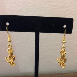 Gold squid earrings